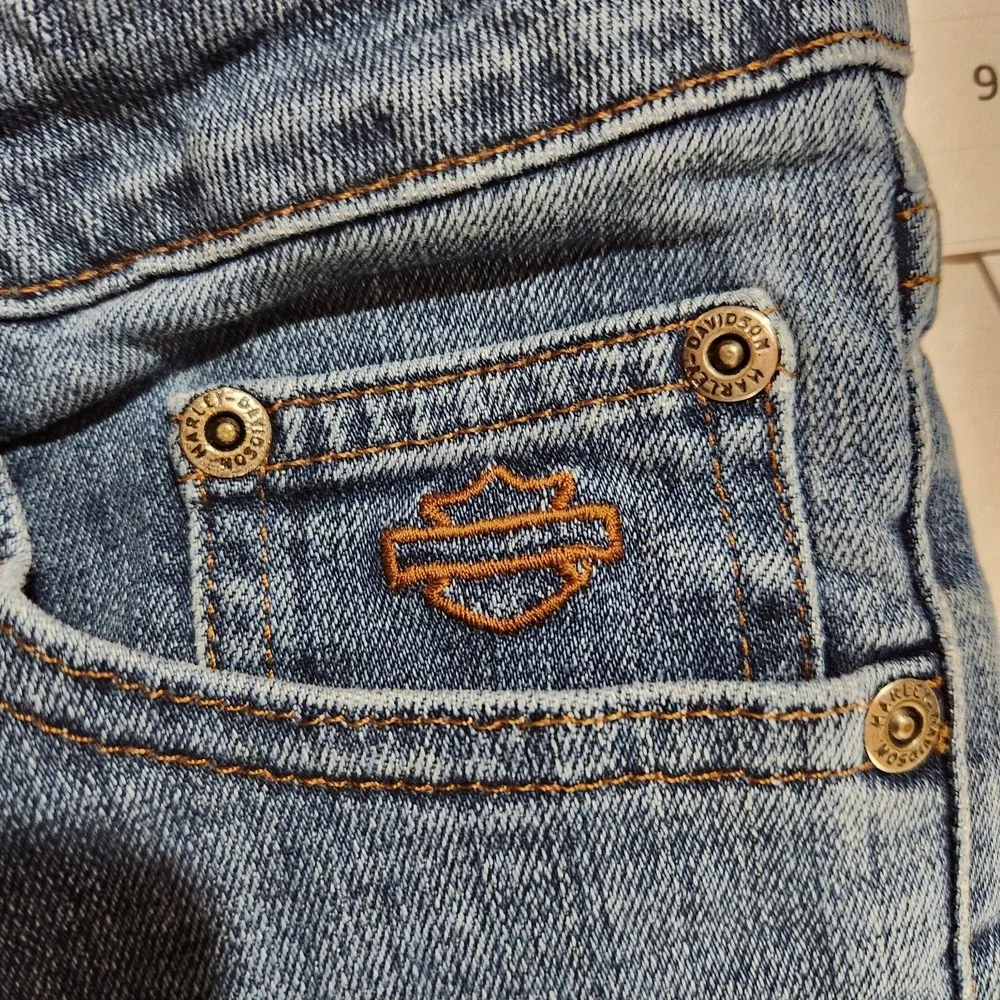 Harley Davidson Womens Size 6 Regular Dark Wash Denim‎ Blue Jeans - Picture 5 of 7